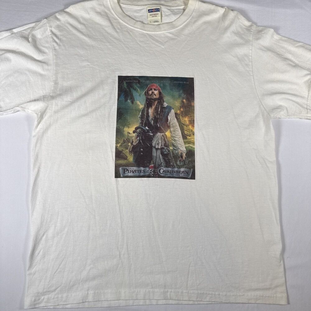 Vintage Pirates Of The Caribbean Movie T Shirt Mens Large Y2K Johnny Depp